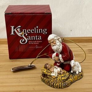 Josephs Studio Kneeling Santa with Baby Jesus Christmas Ornament IN BOX